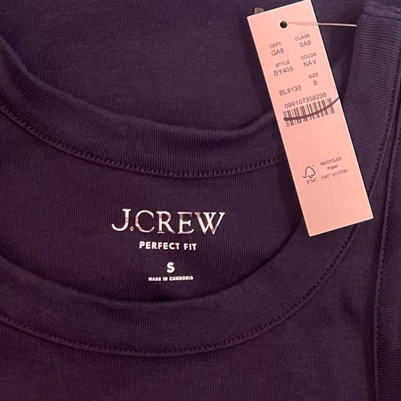 NWT!! J. CREW Perfect Fit High Neck Tank Top Solid Navy Blue Nautical Small - Picture 13 of 15